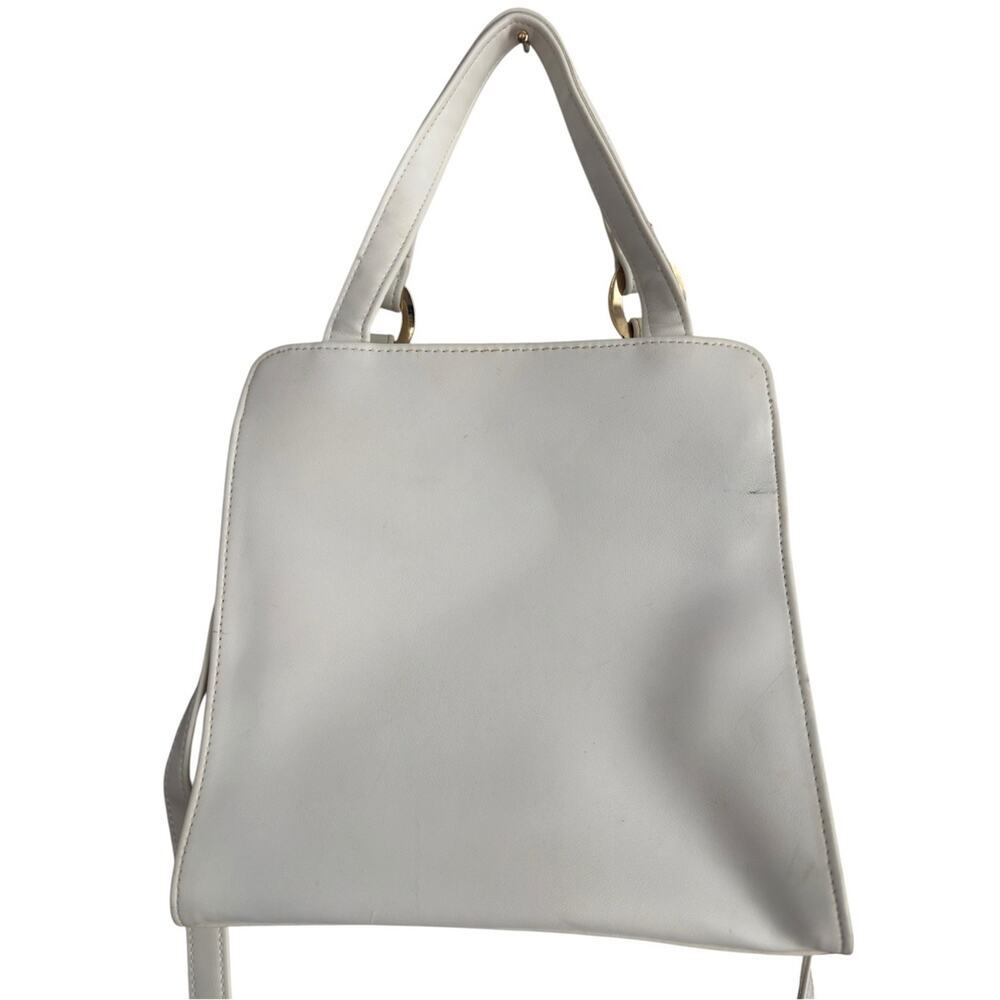 Vintage 90s Liz Claiborne Cream Shoulder Bag Multi Compartment Minimal Classic - Picture 4 of 16
